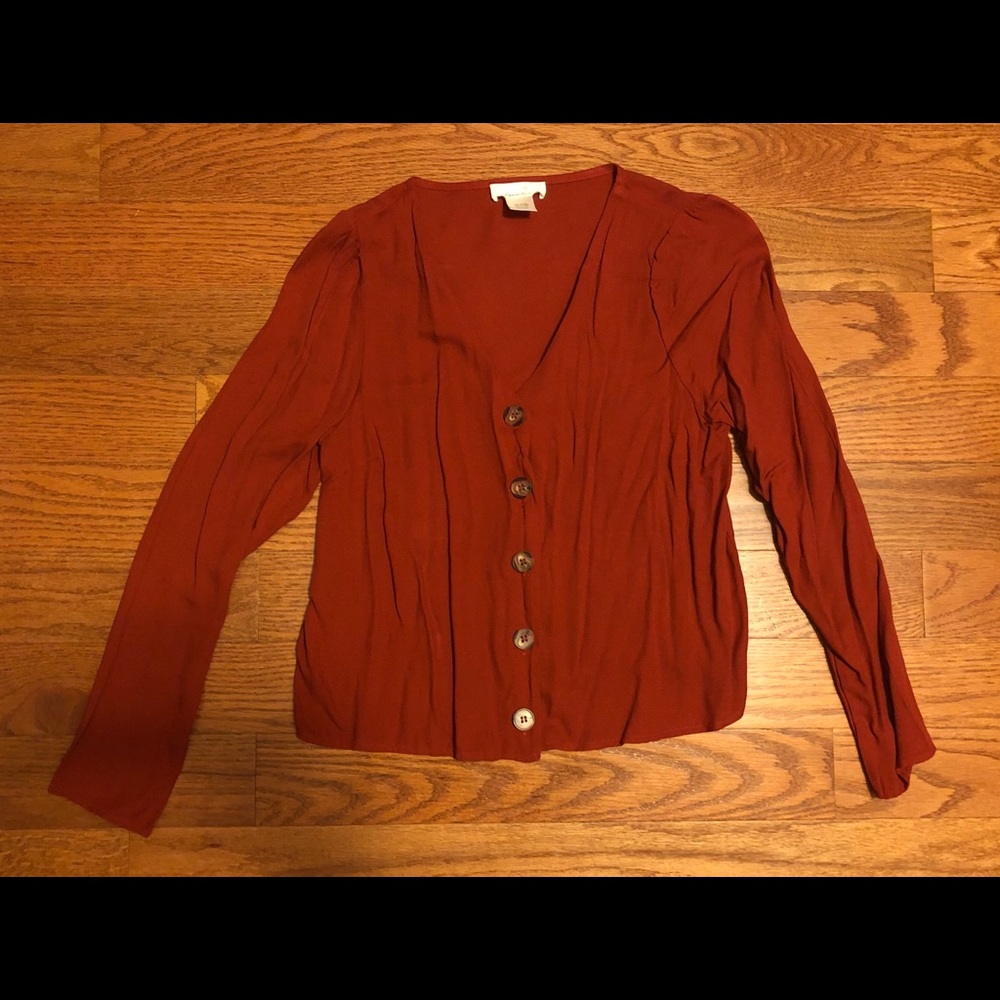 Rusty Red Button Up Blouse